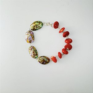 Pulseira com Abalone e Coral