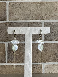 Brinco Pérolas Dupla em Fio