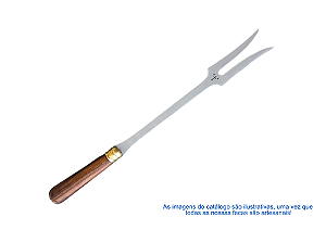 GARFO CHURRASCO AÇO INOX 420 - 10" - CABO MADEIRA DE LEI