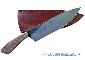 FACA CHURRASCO ESTRUTURA INTEGRAL - AÇO CARBONO - 8" - CABO MADEIRA DE LEI