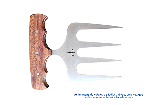GARRA QUATRO DENTES AÇO INOX 420 - CABO MADEIRA DE LEI