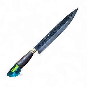 FACA CHURRASCO ESPIGA OCULTA -  AÇO CARBONO 1070 - 10" - CABO PINGENTE PEIXE