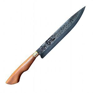 FACA CHURRASCO ESPIGA OCULTA - AÇO CARBONO - 10" - CABO MADEIRA DE LEI