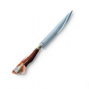 FACA CHURRASCO ESPIGA OCULTA  - AÇO INOX 420 - 7" - CABO PINGENTE NOSSA SENHORA