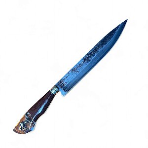 FACA CHURRASCO ESPIGA OCULTA -  AÇO CARBONO 1070 - 10" - CABO PINGENTE CAVALO