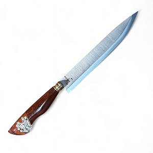 FACA CHURRASCO ESPIGA OCULTA  - AÇO INOX 420 - 10" - CABO PINGENTE TERÇO BRANCO