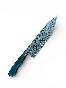 Faca Damasco 10" - Cabo Azul