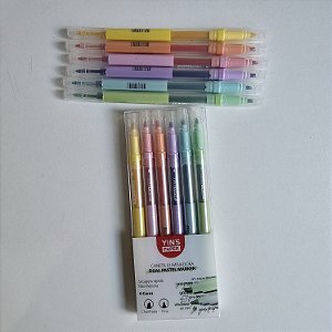Kit 6 Caneta Iluminadora - Dual Pastel Marker