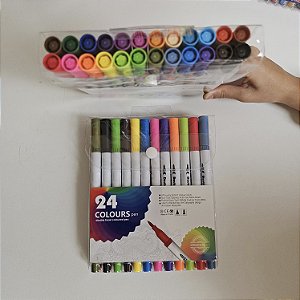 caneta ponta dupla brush 24