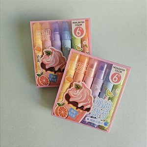 kit 6 Marca texto cupcake e frutas