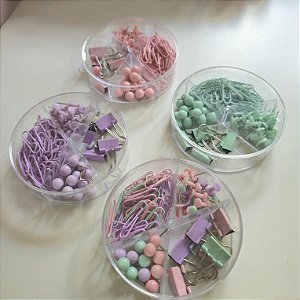 Kit Escritorio Mult Redondo Roxo, Verde, Rosa ou Misto