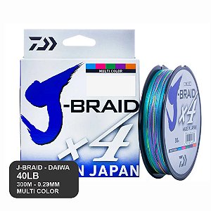 Linha multifilamento 4x - J-BRAID 40LB - 300m - Multicolor - DAIWA