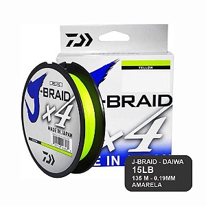 Linha multifilamento 4x - J-BRAID 15LB - 135m - AMARELA - DAIWA