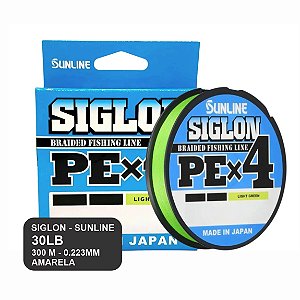 Linha multifilamento Siglon x4 - 30LB - 300m - Amarelo - SUNLINE