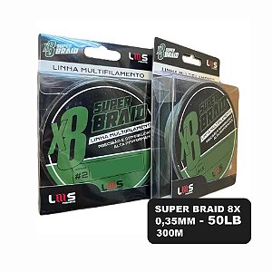Linha multifilamento Super Braid 8x - 50lbs - 300m - verde - LUMIS