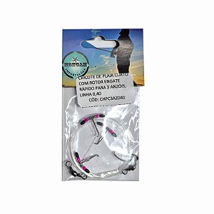 Chicote de praia curto - 3 anzois - 0,40mm