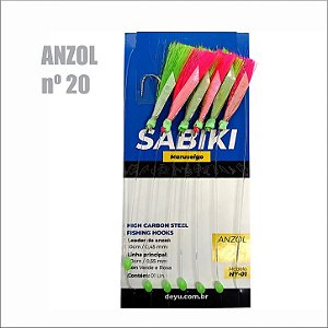 Sabiki Deyu colorido - Anzol nº20 - 6 anzóis
