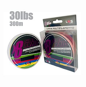 Linha Super Braid x-8 30 lbs - 300m - Multicolor - LUMIS