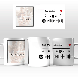 Caneca Personalizada com Música Spotify 325ml + Caixinha
