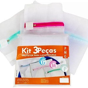Kit 3 Protetores Para Lavar Roupas Delicadas-Saquinho P M G