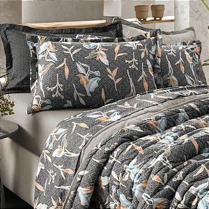 Jogo de Cama Queen Estampado 3 peças Toque Acetinado