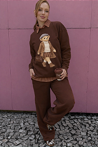 Conjunto Moletom Ursinho Marrom