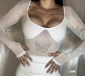 Body lady manga longa (Branco)
