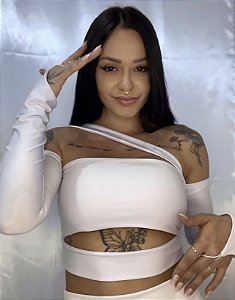Cropped Sara manga longa (branco)