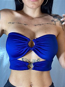 Cropped argola (azul)