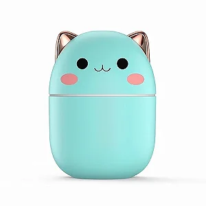 Mini Umidificador 250ml Purificador De Ar Gatinho Com Led