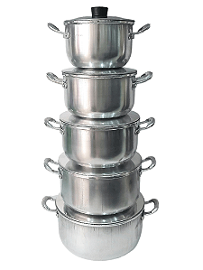 Jogo de Panela 5 Peças de Alumínio Polido