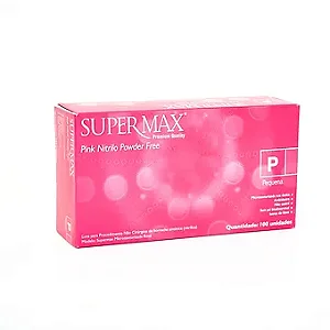 Luva Nitrílica Não Cirúrgica Rosa 100un SUPERMAX