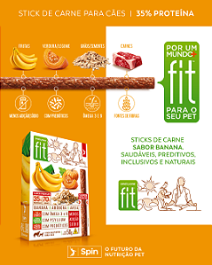 Petisco Stick Fit Spin Pet Sport p/ Cães 50g Mastigáveis Banana/Abobora/Aveia