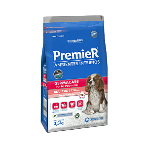Ração Premier Ambientes Internos Dermacare p/ Cães Pequeno Porte Salmão c/ 2,5 kg