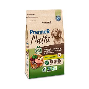 Ração Premier Nattu p/ Cães Filhotes Sabor Frango Mandioca 2,5 kg