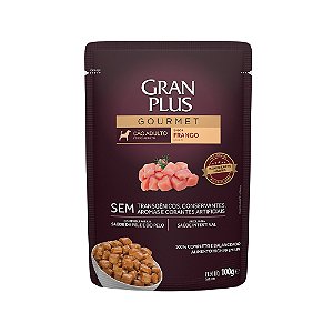 Ração Úmida Gran Plus Gourmet Cão AD. sabor Frango Sachê 100 g