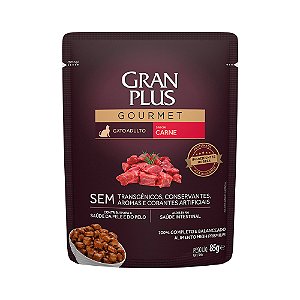 Ração Úmida Gran Plus Gourmet Gato AD. sabor Carne Sachê 85g