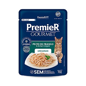 Ração Úmida Premier Gourmet Gatos Castrado Frango 70 gr.