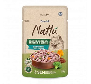Ração Úmida PremieR Nattu Gourmet Cães Adultos Porte Pequeno Frango/Abobora 85 gr.