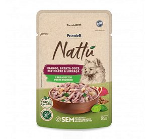 Ração Úmida PremieR Nattu Gourmet Cães Adultos Porte Pequeno Frango/Batata Doce 85 gr.