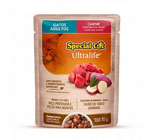 Ração Úmida Special Cat Ultralife Gatos Adultos Carne c/ Batata-Doce Sachê 85g
