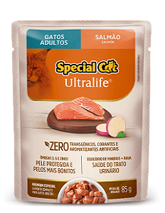 Ração Úmida Special Cat Ultralife Gatos Adultos Salmão c/ Batata-Doce Sachê 85 g.