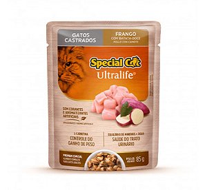 Ração Úmida Special Cat Ultralife Gatos Castrados Frango c/ Batata-Doce Sachê 85 g