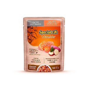 Ração Úmida Special Cat Ultralife Gatos Castrados Salmão c/ Batata-Doce Sachê 85 g