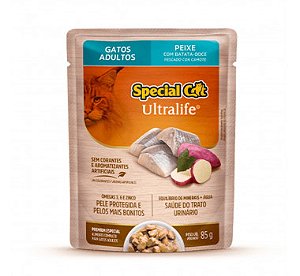 Ração Úmida Special Cat Ultralife p/ Gatos Adultos Peixe c/ Batata Doce Sachê 85 g