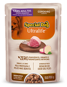 Ração Úmida Special Dog Ultralife Cães Adultos Raças Peq. Cordeiro c/ Batata-Doce Sachê 100g