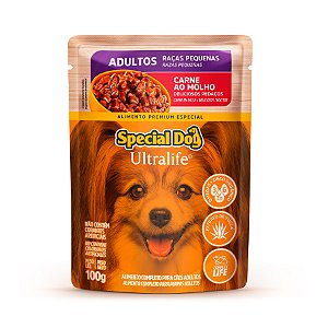 Ração Úmida Special Dog Ultralife Cães Adultos Raças Pequena Carne c/Batata Doce Sachê 100 g
