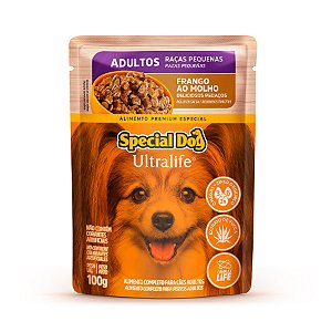 Ração Úmida Special Dog Ultralife Cães Adultos Raças Pequena Frango c/Batata Doce Sachê 100 g