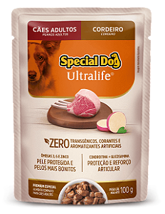 Ração Úmida Special Dog Ultralife p/ Cães Adultos  Cordeiro c/ Batata Doce Sachê 100 g