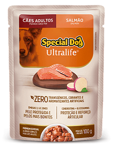 Ração Úmida Special Dog Ultralife p/ Cães Adultos Salmão c/ Batata Doce Sachê 100 g